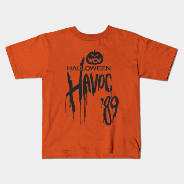 WCW Halloween Havoc 89 Black on Orange Kids T-Shirt by Authentic Vintage Designs